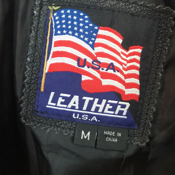 Vintage, classic, Leather U.S.A., fitted jacket, black with white racing bands. - Picture 6 of 8